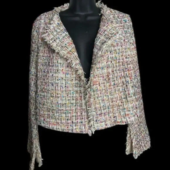 NWT Women's Glamaker Multicolor Tweed Jacket, size Med. - Picture 4 of 10
